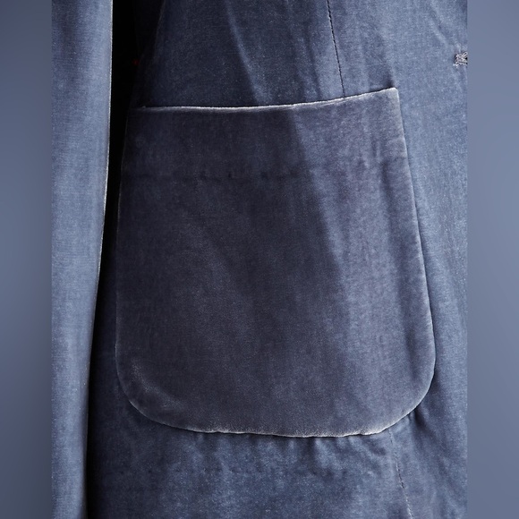 Sundance Beau Grey Velvet Boho Silk Blend Floral Inside Blazer in Size 10 - Picture 3 of 13